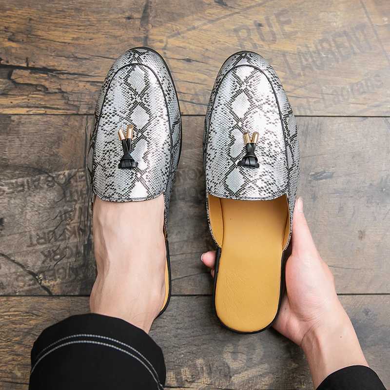 Big Size 38-46 Mules Men Half Shoes For Men Leather Mens Semi-Drag Casual Shoes Backless Loafers Slippers Closed Toe Sandals W250716