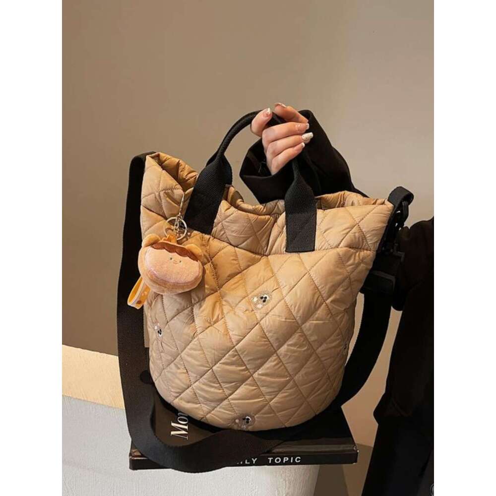 Stylish All-In-One Shoulder/Bucket Design Canvas Purse: Spacious Autum-Winter Accessory