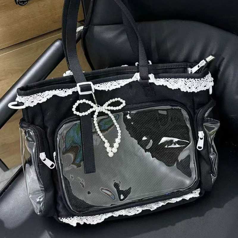 Italife New Women Cute Lace Ita Bag with Pearl Bow Girl Itabag with Insert for Pin Display Comic Con Large Tote Big H204