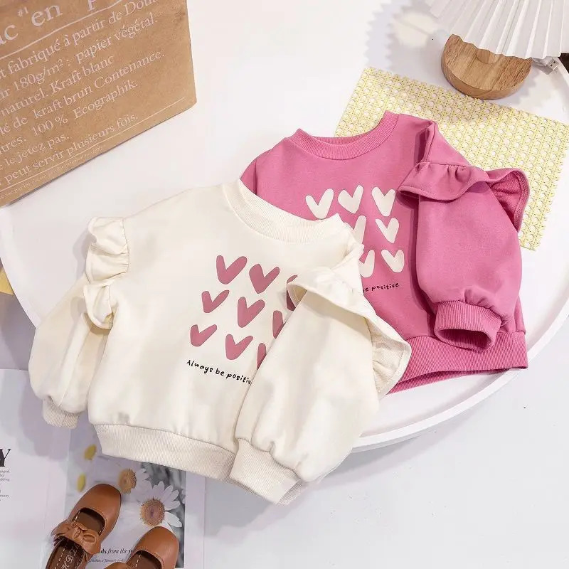 Spring Baby Girls Long Sleeve Tshirt Casual Children Printed Tops Toddler Kid Loose Petal Sleeves Autumn Girl Sweatshirt 250716