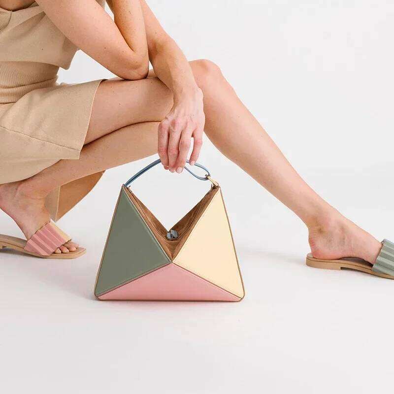 Turkey Stereoscopic Designer Bags Colorful Triangle Patchwork Women's Crossbody Bag Fashion Brand Handbags For 2023