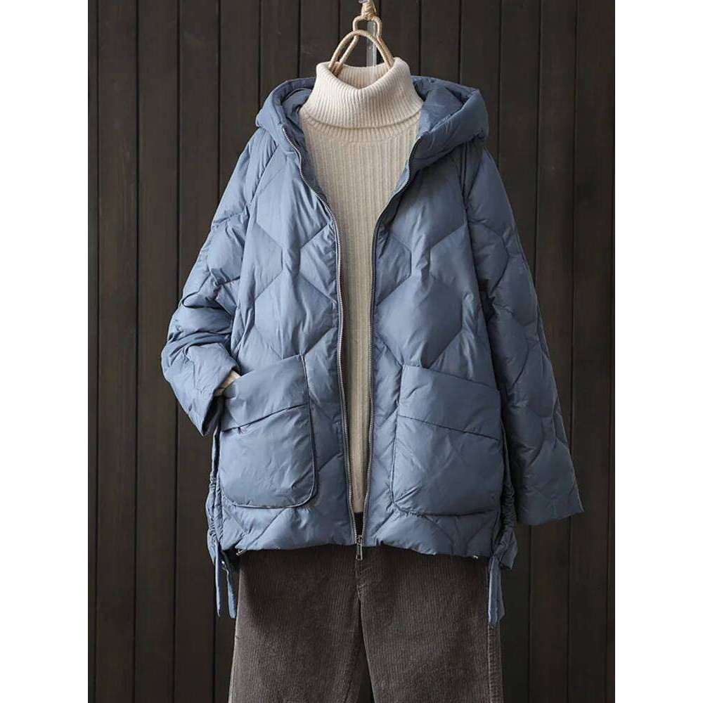 Lagabogy 2025 New Winter Women 90% White Duck Down Jacket Casual Loose Fashion Outwear Hooded Puffer Coat Short Light Warm Parka