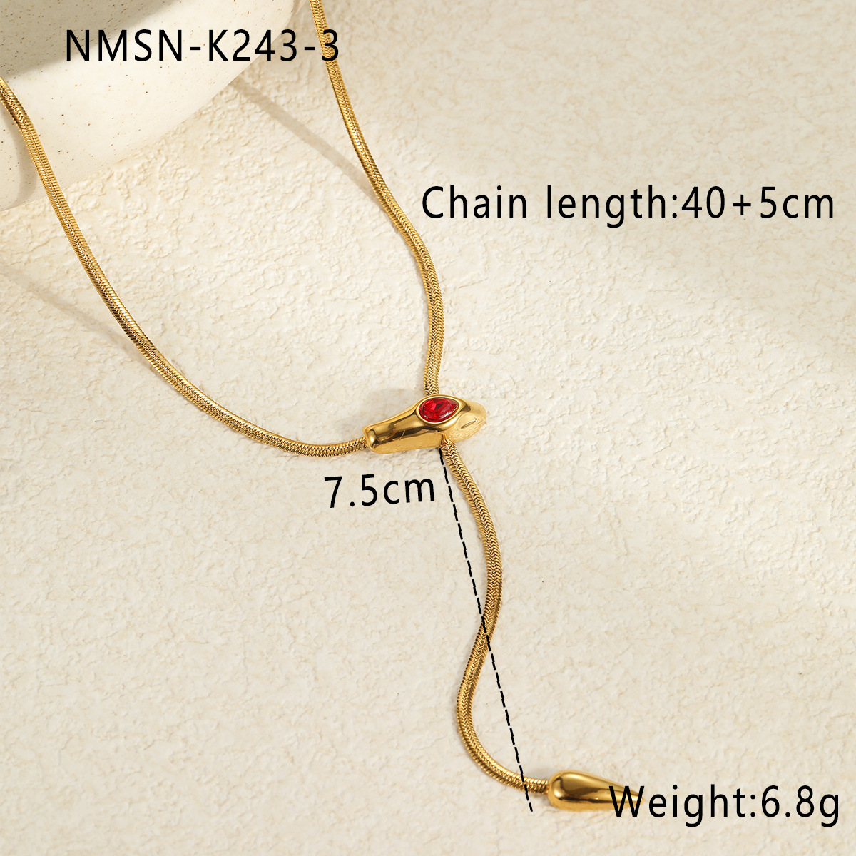 Newly Launched Stylish and Versatile European and American Fashion Individualistic Snake shaped Thin Snake Chain Stainless Steel Necklace with Zircon 