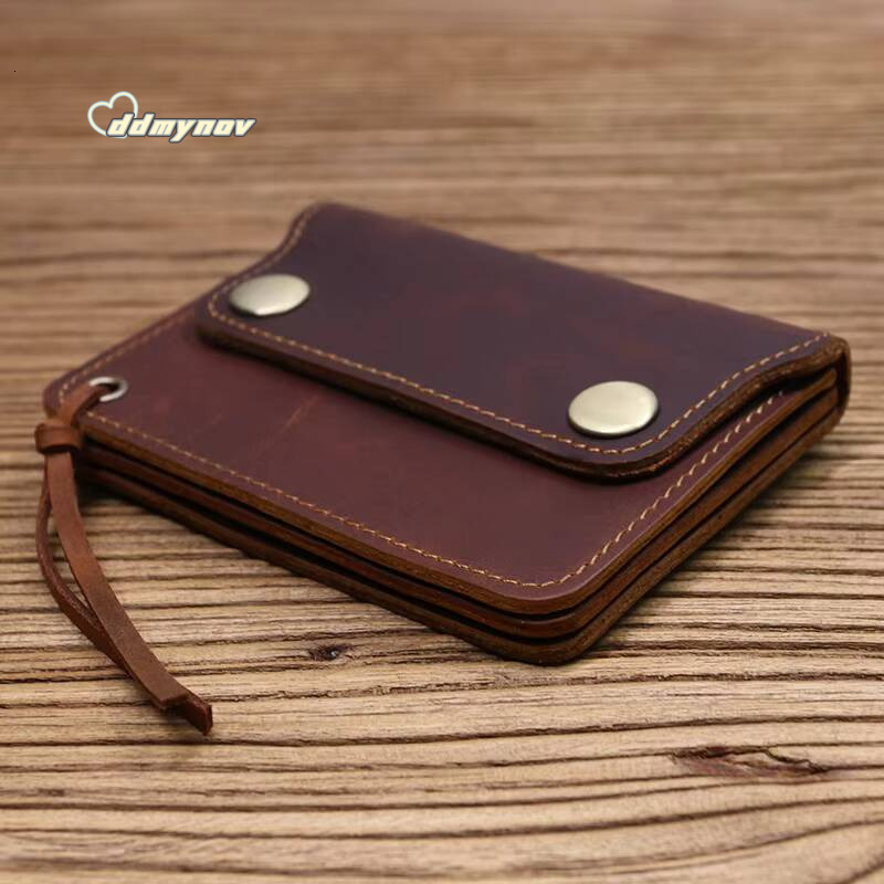 100 Genuine Leather Wallet For Men Male Brand Vintage Handmade Short Small Mens Purse Card Holder With Zipper Coin Pocket Bag ddmynov