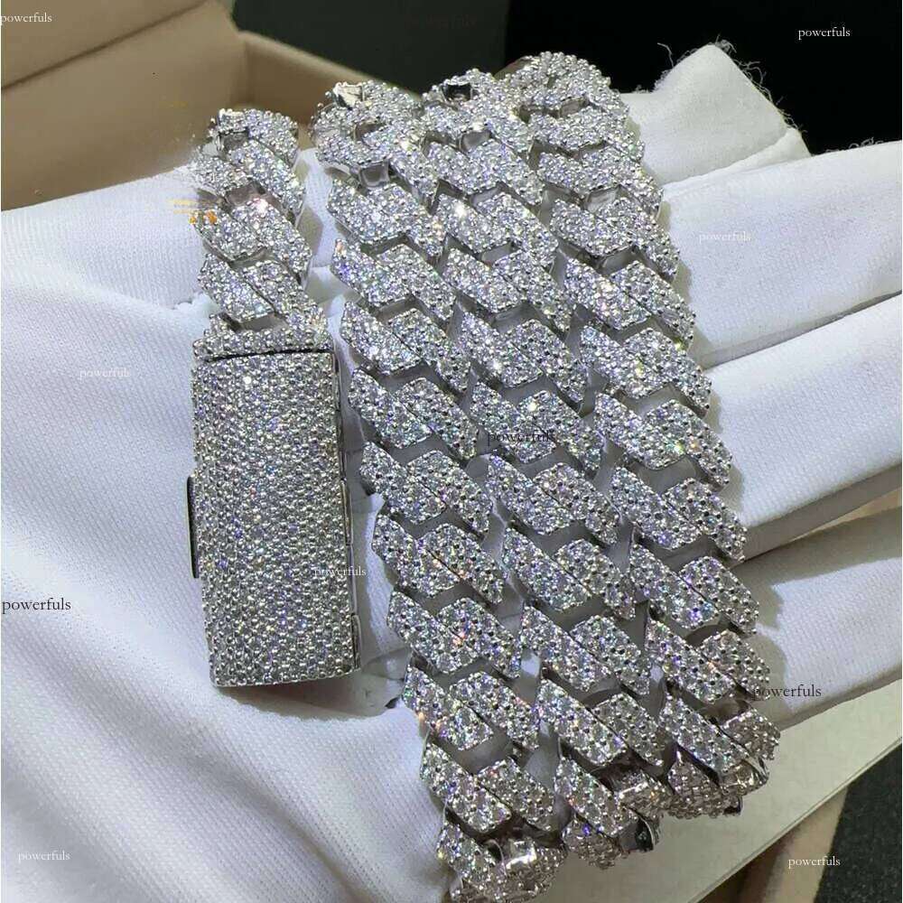 pendant necklaces designer for men Fine jewelry pass dia tester iced out Miami necklace Sterling Sier 14mm cuban link chain moissanite