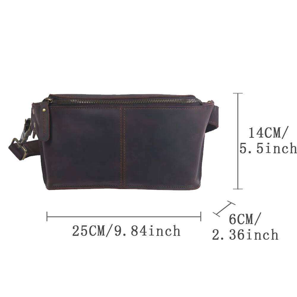 Vintage Genuine Leather Men's Chest Cross body Small Crazy Horse Cowhide Women Fashion Mobile Phone Bag