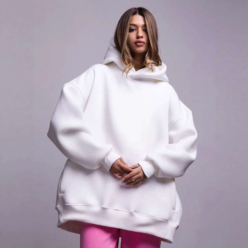 Solid Color Hooded Autumn Winter New Women's Fashion Simple Casual Loose Hoodie Sweatshirt B5