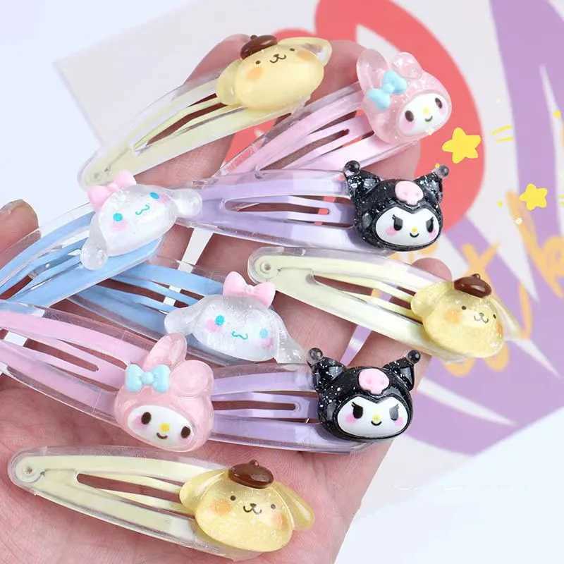Sanrio 2Pcs Sanrio Girls Hair Clips Kawaii Mymelody Kuromi Cinnamoroll Hairpins Kids Hair Accessories Gift w250716