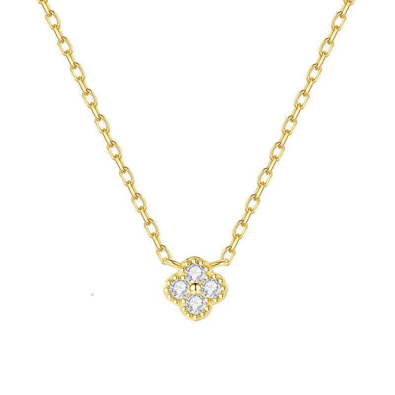 S Pure Sier Lucky Four-Leaf Flower Mini Necklace for Women, Niche Design, French Elegant Colorful Light Gift
