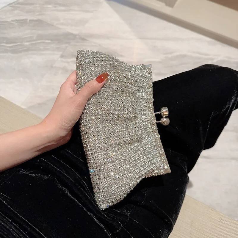 Rhinestone Evening Clutch Bag Wedding Bride Handbag Shiny Design Party Banquet Lady Portable Purse Sling Shoulder Bags
