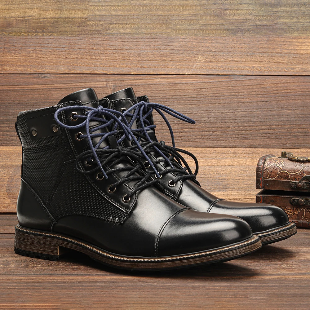 Fashion Double Shoelace Men Boots British Style Fashion Men Ankle Boots With Zipper#AL651 250715