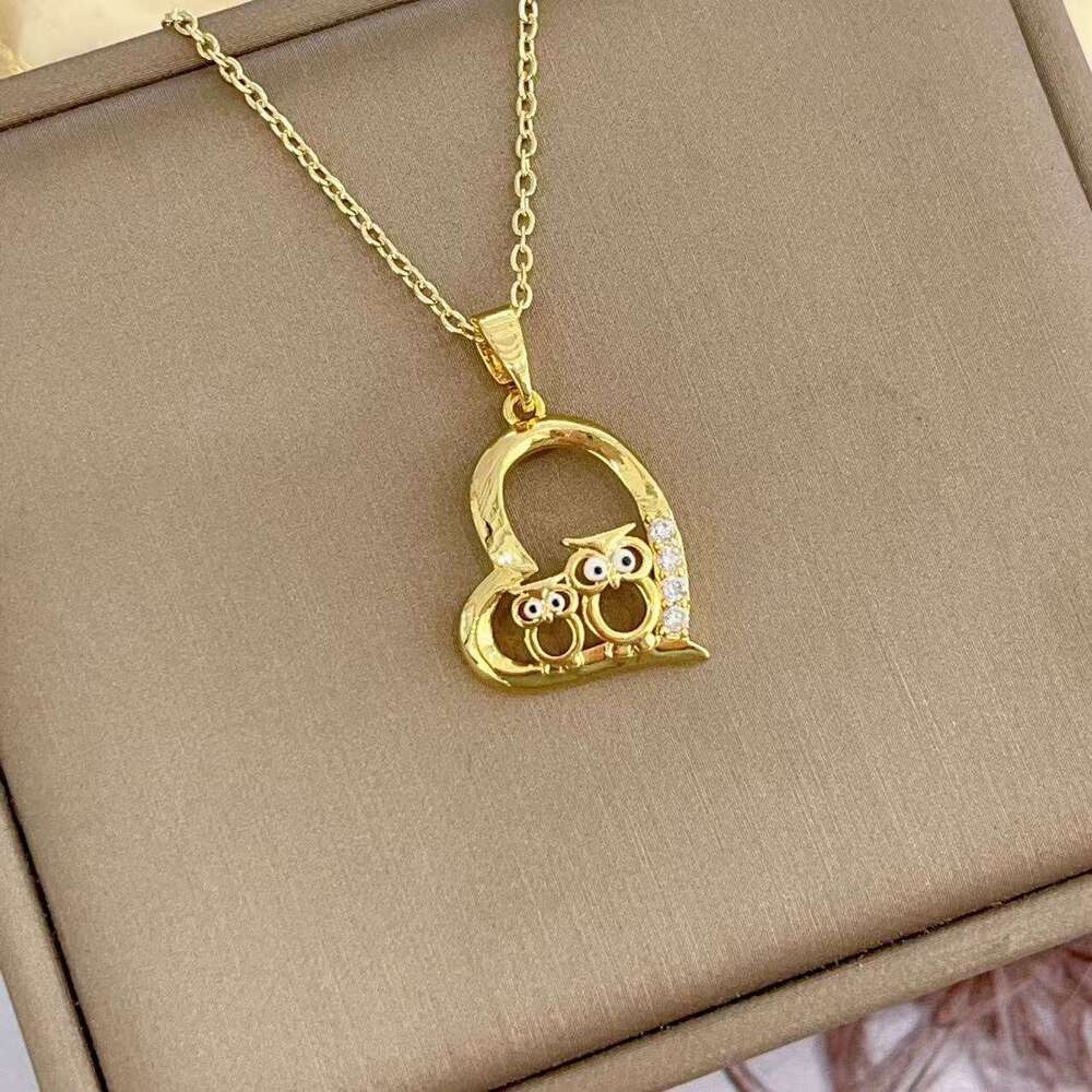 Heart-Shaped Owl Necklace Light Niche Collarbone Chain Choker 60D