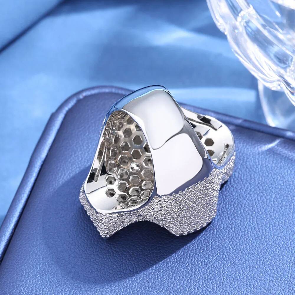 Hip Hop Style Luxury Cross Chilled Ring 925 Silver VVS Moissanite Ring Suitable For Both Men And Women Tested by Tester