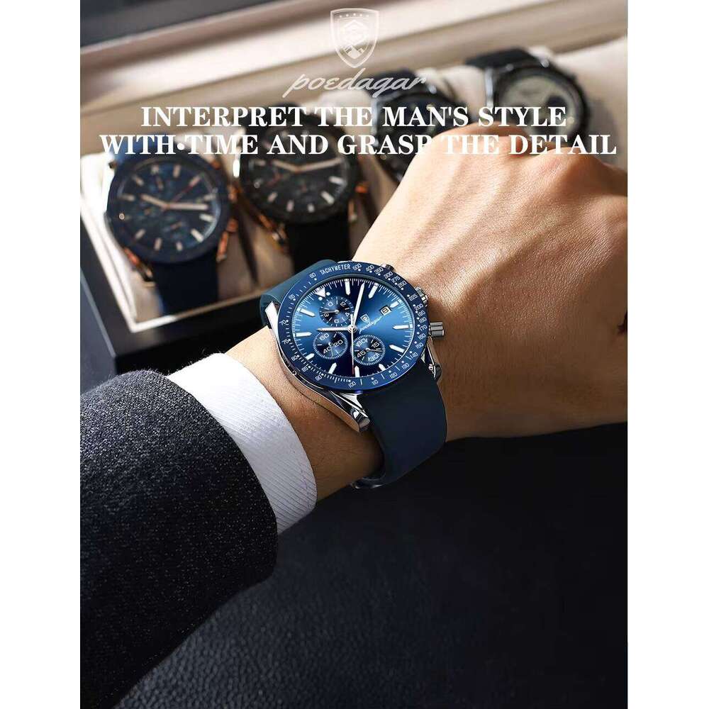 DHwatches Men's Sports Silicone Watch - 50M Waterproof Chronograph Quartz Wristwatch with Date & Tachymeter (Model 988)