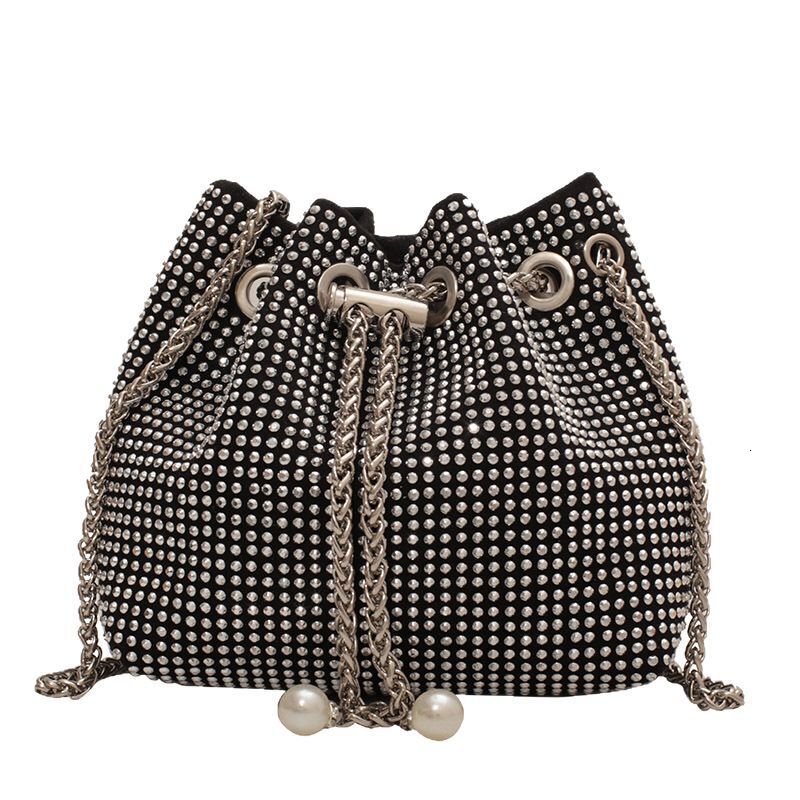Luxury Brand Designer Bag Shiny Diamond Bag Women's Bag 2025 New Simple World Bank Drawstring Single Shoulder Crossbody Bag Chain Bucket Bag Whol