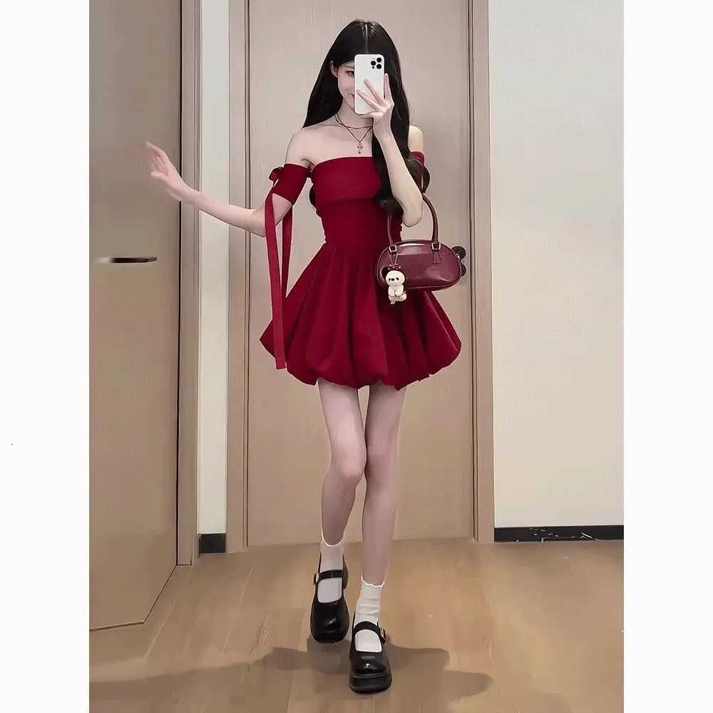 One-length French Summer New Style Waist-hugging Chic Casual and Versatile Elegant Flower Bud Dress R250716