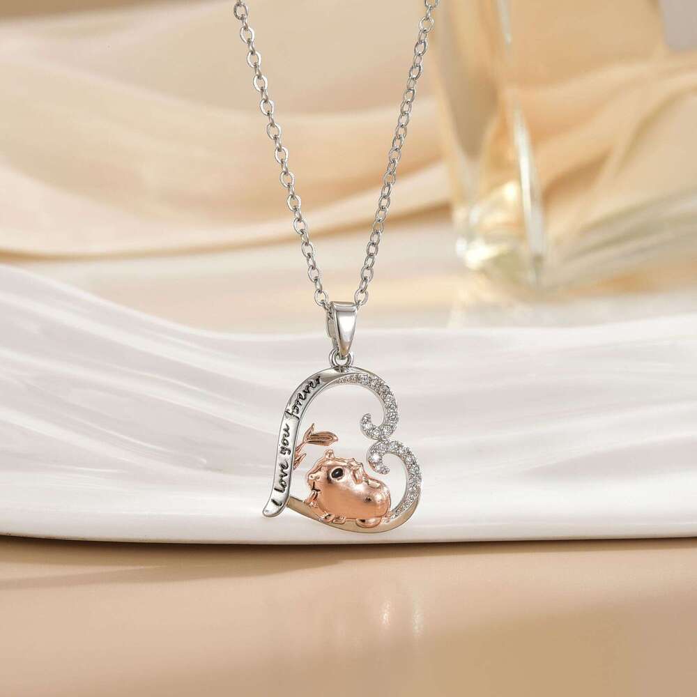 Mother's Day Heart-Shaped Love Animal Necklace Light Niche Fashion Jewelry Non-Fading Collarbone Chain 317