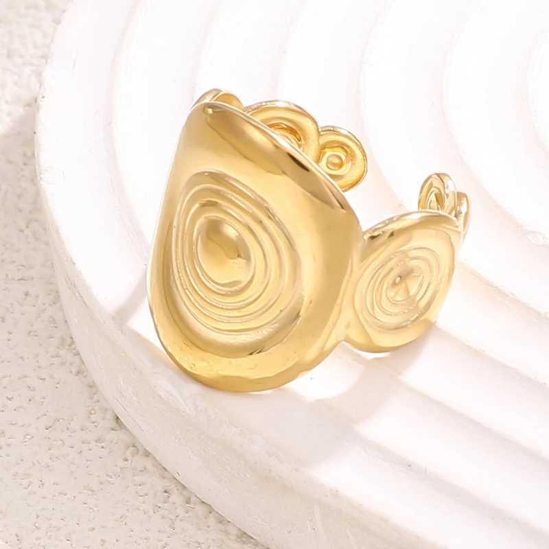 Stainless Steel Women Rings Irregular Wings Layered Wide Ring Aesthetic Adjustable Open Finger Ring Fashion Party Jewelry Gifts S250716