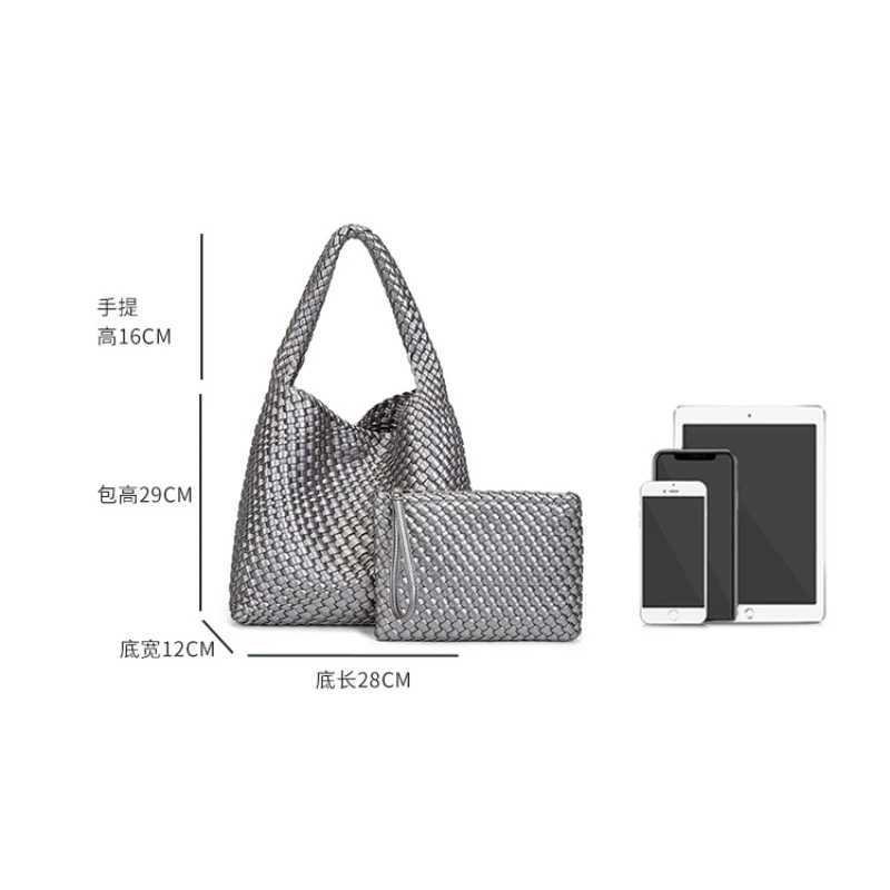 Neoprene Woven Bag Large Capacity Portable Handbag For Women Designer Cowhide Weave Style Beach Hand Casual Knitted Tote Bags