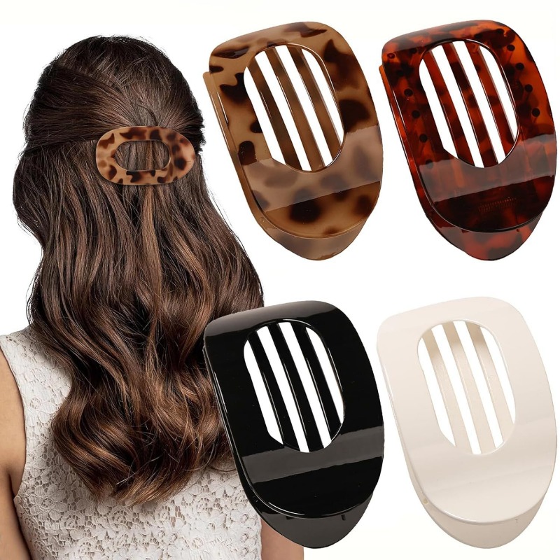 Flat Oval Hairpin Disc Hair Grab Clip Curved Arc Design Hair Accessories
