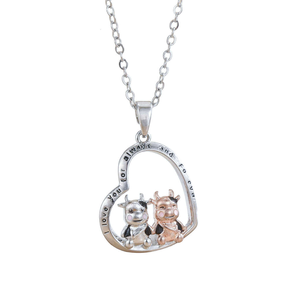 Mother's Day Heart-Shaped Love Animal Necklace Light Niche Fashion Jewelry Non-Fading Collarbone Chain 317