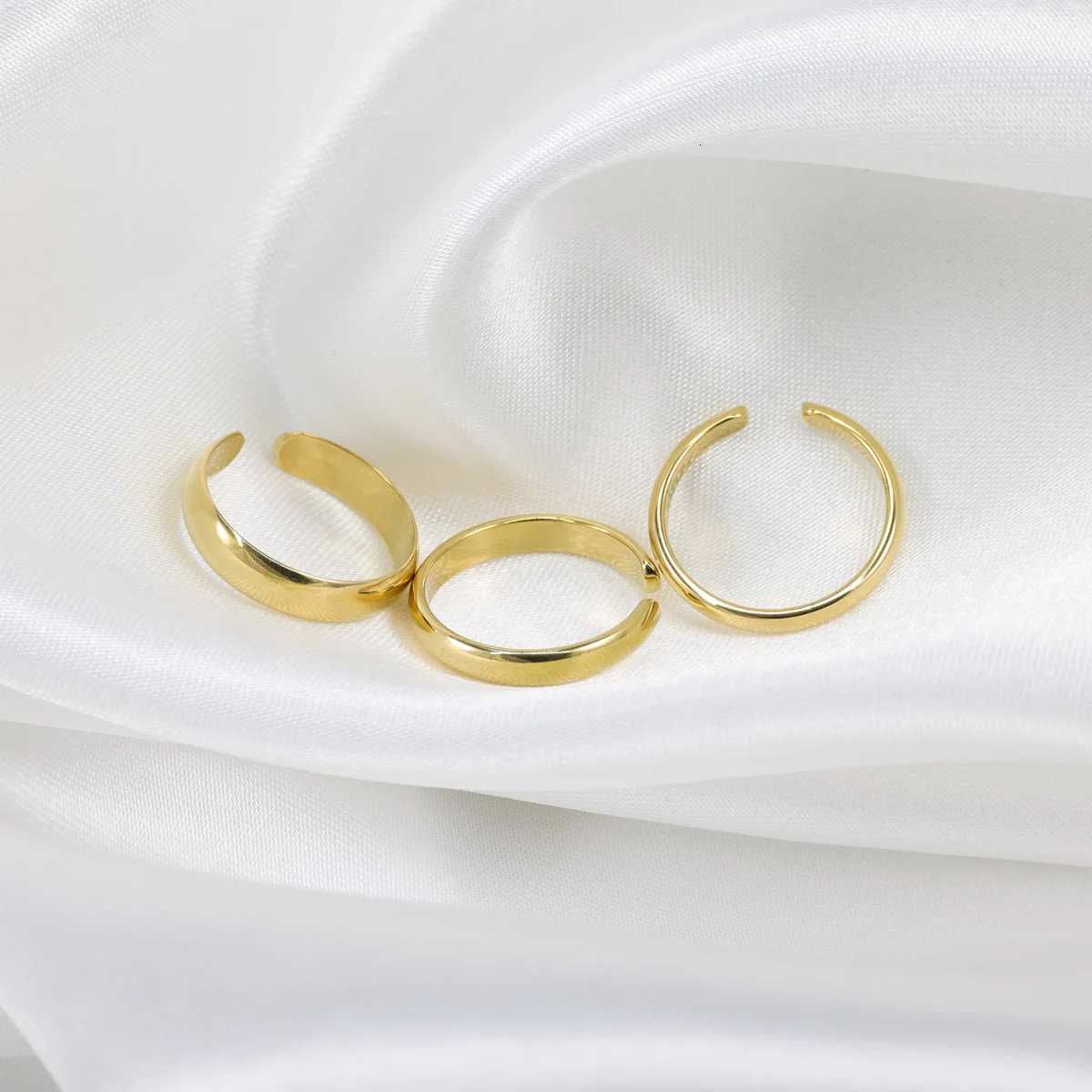 3pcs/1pc Simple smooth surface Toe Ring Open adjustable plated 18K gold Black Silver for beach toe ring jewelry S250716