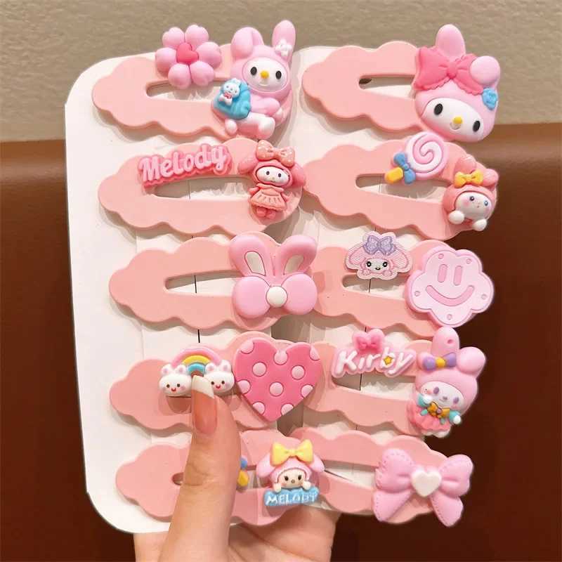 Sanrio 2025 New Sanrio Childrens Hair Clip Cute Kuromi Cartoon Hair Clip Set Sweet Beauty Childrens Cloud Clip Hair Accessoriesw250716