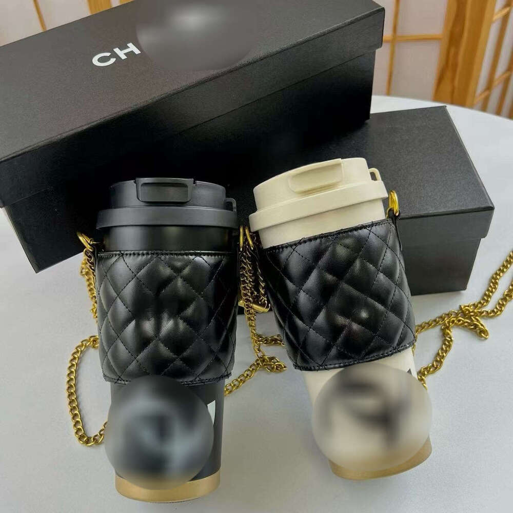 Stainless Steel Black And White Insulated Coffee With Detachable Portable Shoulder Strap Travel Mug Dual Drinking Water Cup 255