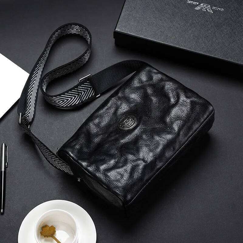 Shoulder Bag Men Soft Zipper Lion Genuine Cowhide Crossbody Messenger Bags For Man Large Capacity Ipad Pillow Male