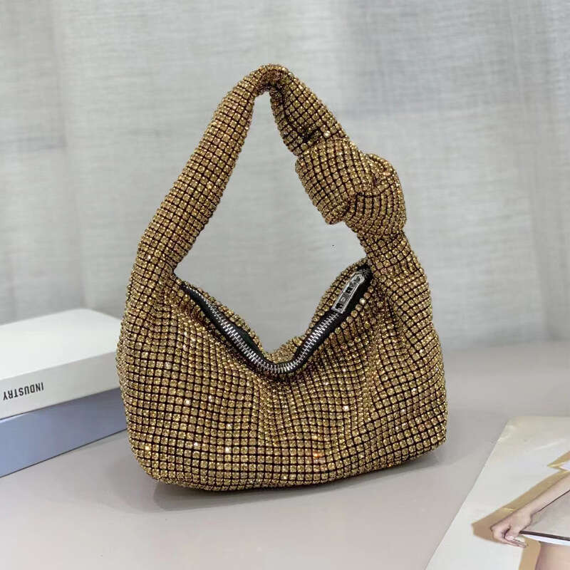 Fashion Simple Rhinestone Full Inlaid Shiny Diamond Knot Handbag Style Women's Bag
