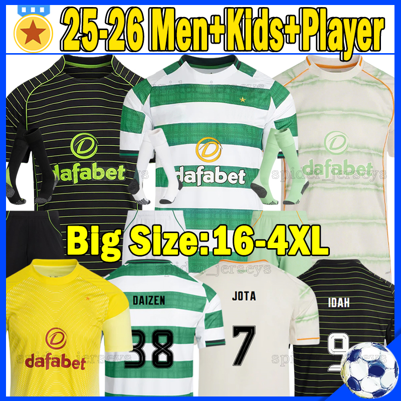XXXL 4XL 25 26 DAIZEN CeltsS JOTA Soccer Jerseys REO IDAH CARTER-VICKERS McCOWAN MCGREGOR 2025 2026 ENGELS YANG celticfc Football Shirts Goalkeeper Men Kids Kits Sets