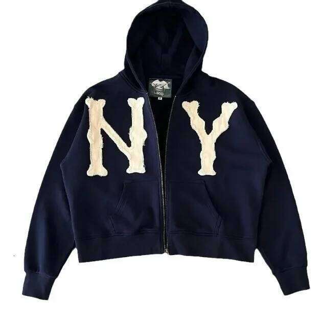 Spring Autumn Hot Sale Of The Season Fashion Letter Embroidery Patchwork Hooded Zipper Loose Unisex Sweatshirt Jacket Women's St