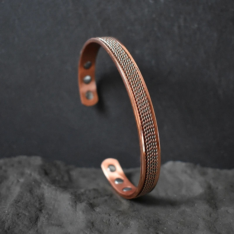 Minimalist Magnetic Copper Bracelet Cuff Classic Pure Copper Bangle Bracelets for Men Women Jewelry Gifts 250712
