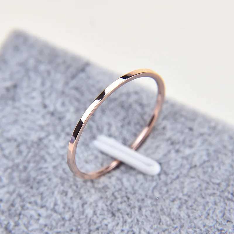 2MM Thin Titanium Steel Silver color Couple Ring Smooth Simple Fashion Rose Gold Color Finger Ring For Women and Men mens gifts S250716