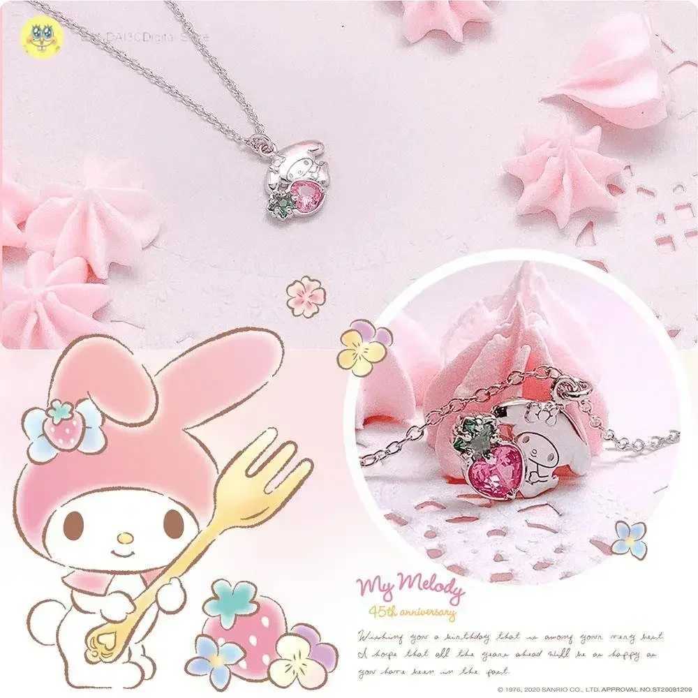 Sanrio Jewelry Silver Jewelry Mymelody Strawberry Bright Crystal 925 Sterling Silver Necklace Kawaii Sanrio Accessories w250716