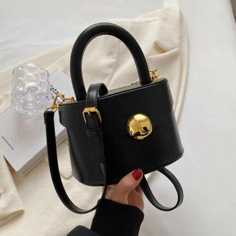 JIAERDI Vintage Black Messenger Bag Women Retro Leather Handle Bucket Bag Purse Ladies Fashion Versatile Crossbody Bags Bolsos 250714
