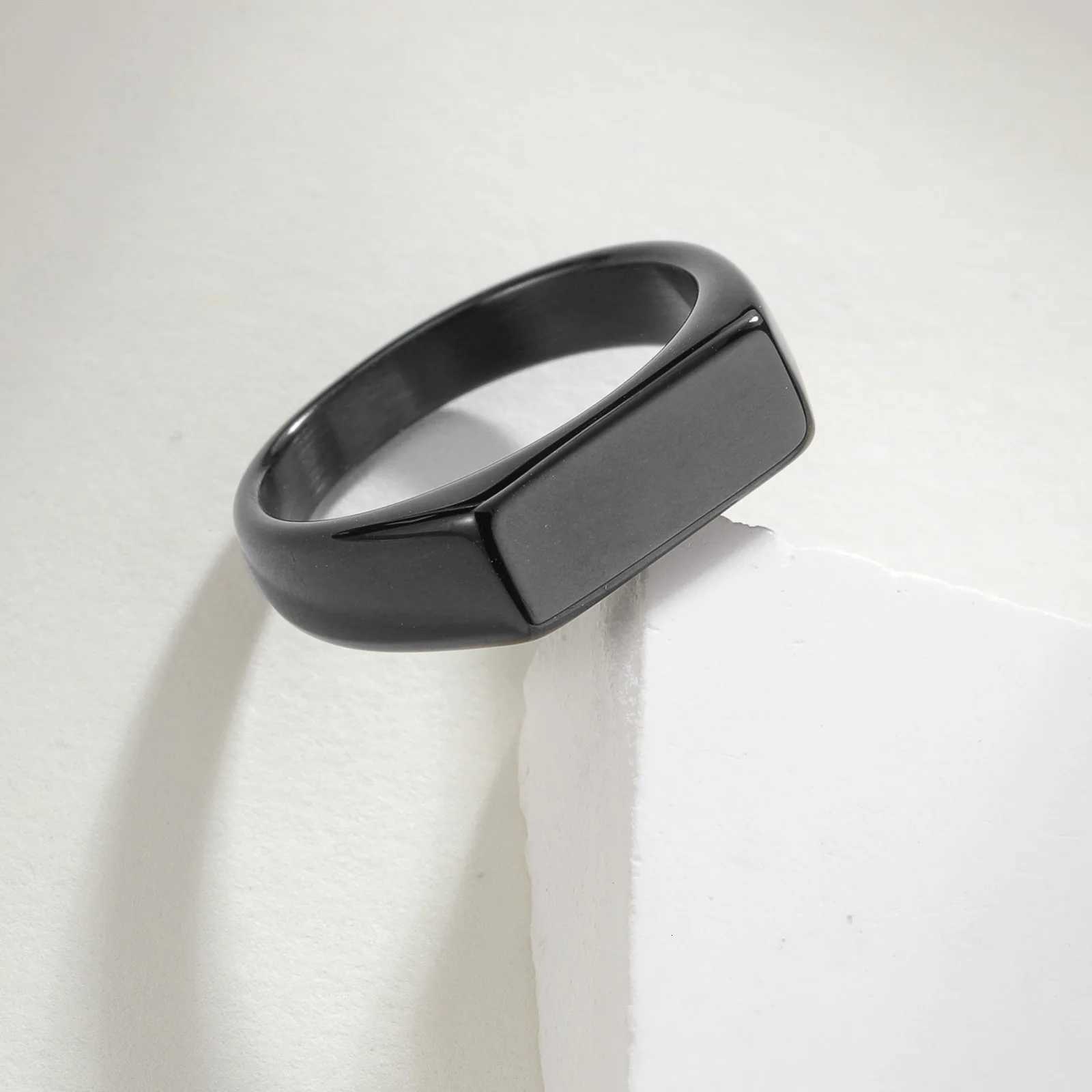 1pc Vintage Simple Mens Stainless Steel Square Ring S250716