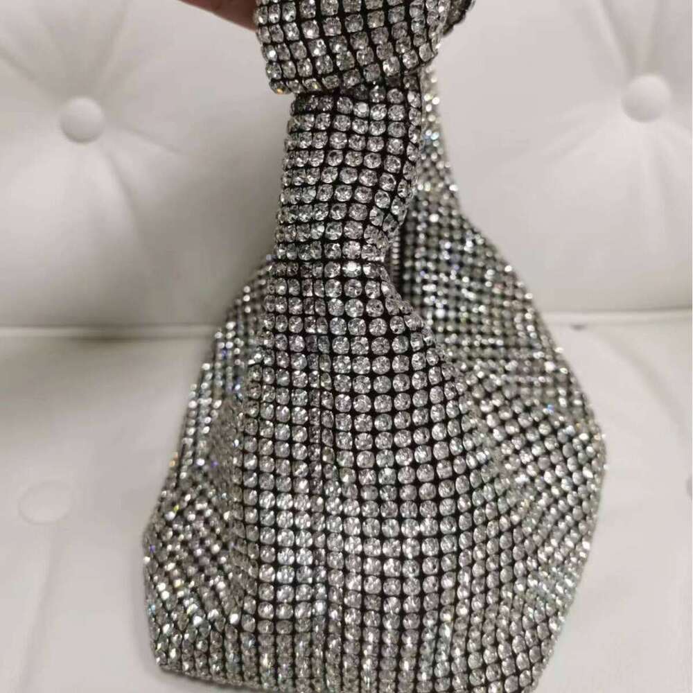 Fashion Simple Rhinestone Full Inlaid Shiny Diamond Knot Handbag Style Women's Bag