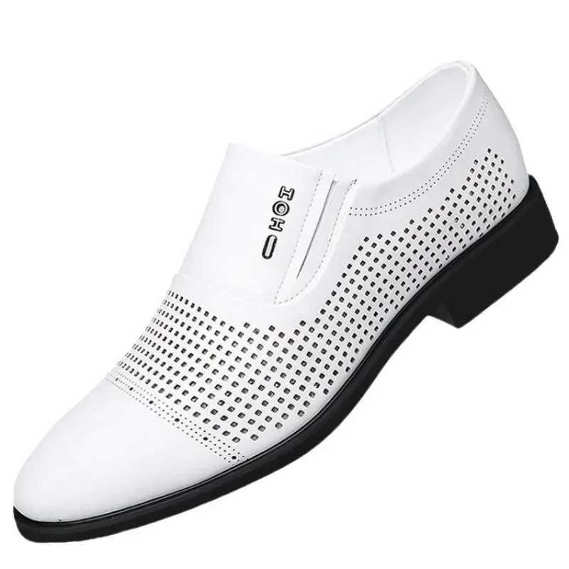 Men Business Formal Leather Shoes White Inner Height Increasing Men Shoes Leather Shoes Slip-on Shoes Y250715