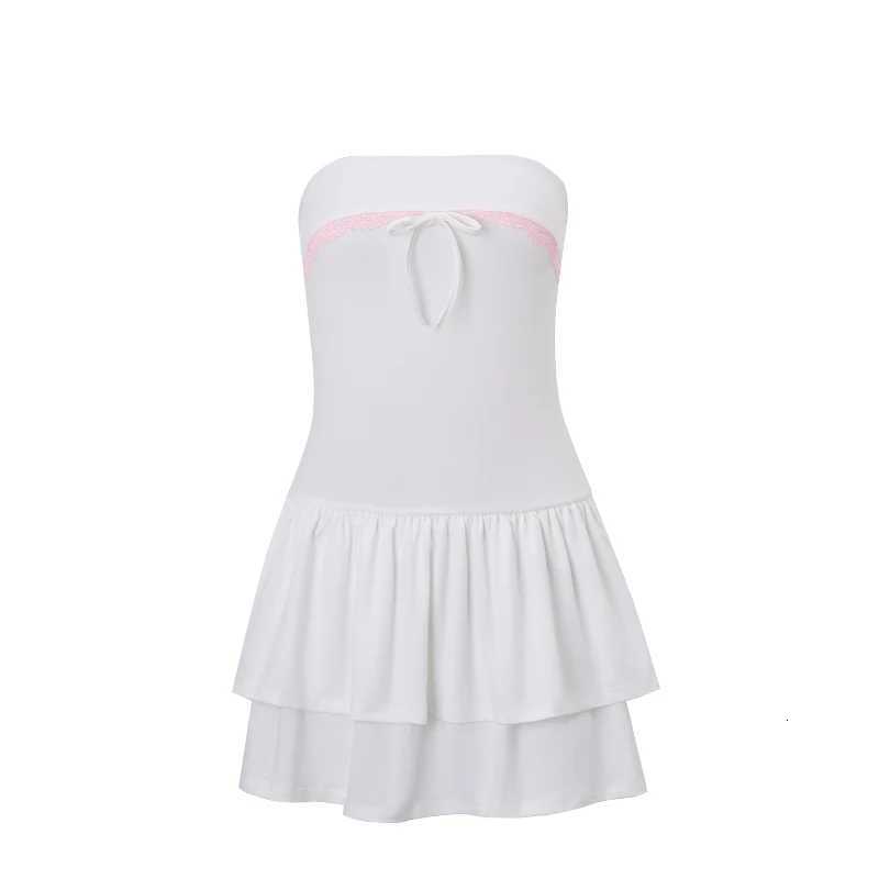 2023 Korean Sexy Mini Dress Y2K Sleeveless Bow Lace Playful Summer Tank Dresses Nightclub Party Playful Evening Dresses R250716