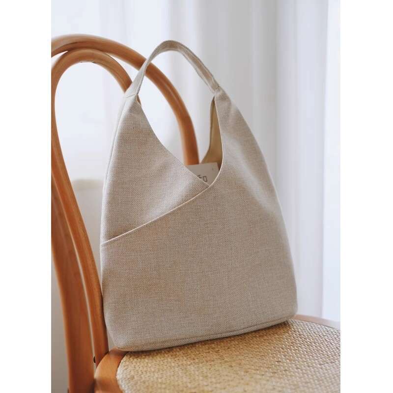 Niche Design Cotton Linen Canvas for Women, Single Shoulder Handbag, Casual Commuter Versatile Large Capacity Portable Tote Bag