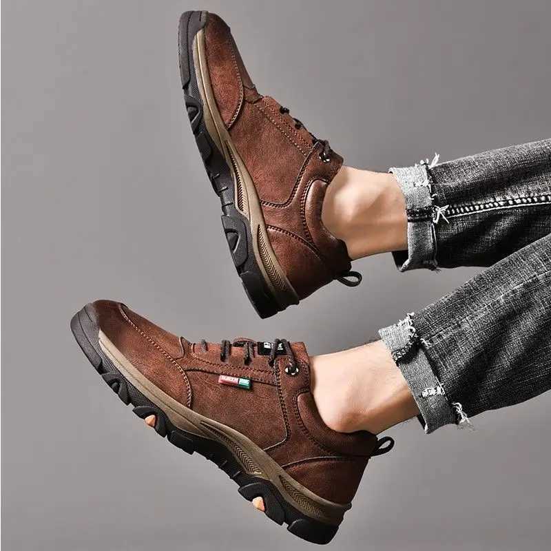 Mens Winter Shoes for Men 2022 Leather Warm Thick Sole Shoes Safety Wear-Resistant Outdoor Sports Casual Shoes Mens Sneakers W250716