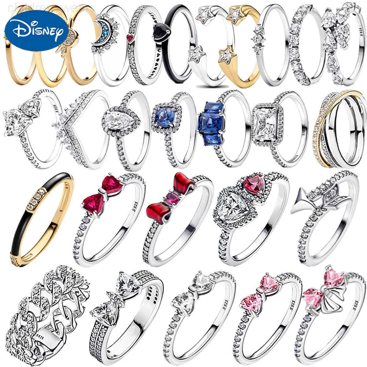 Disney New Ring Original 925 Sterling Ring Heart Bow Sun Moon Star Flower Crown For Women Mothers Day Valentines Day Gift DIY Jewelry W20250716