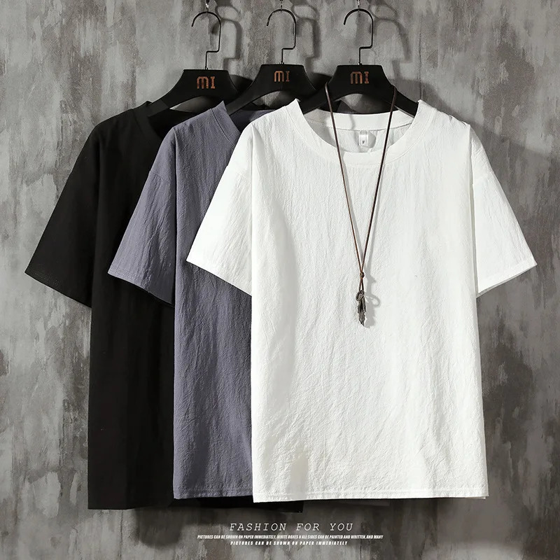 2025 Mens Short Sleeve T-shirt Solid Color Men T-shirts Loose Casual Half-sleeve Undershirt Man T shirts Tops Tees 250715