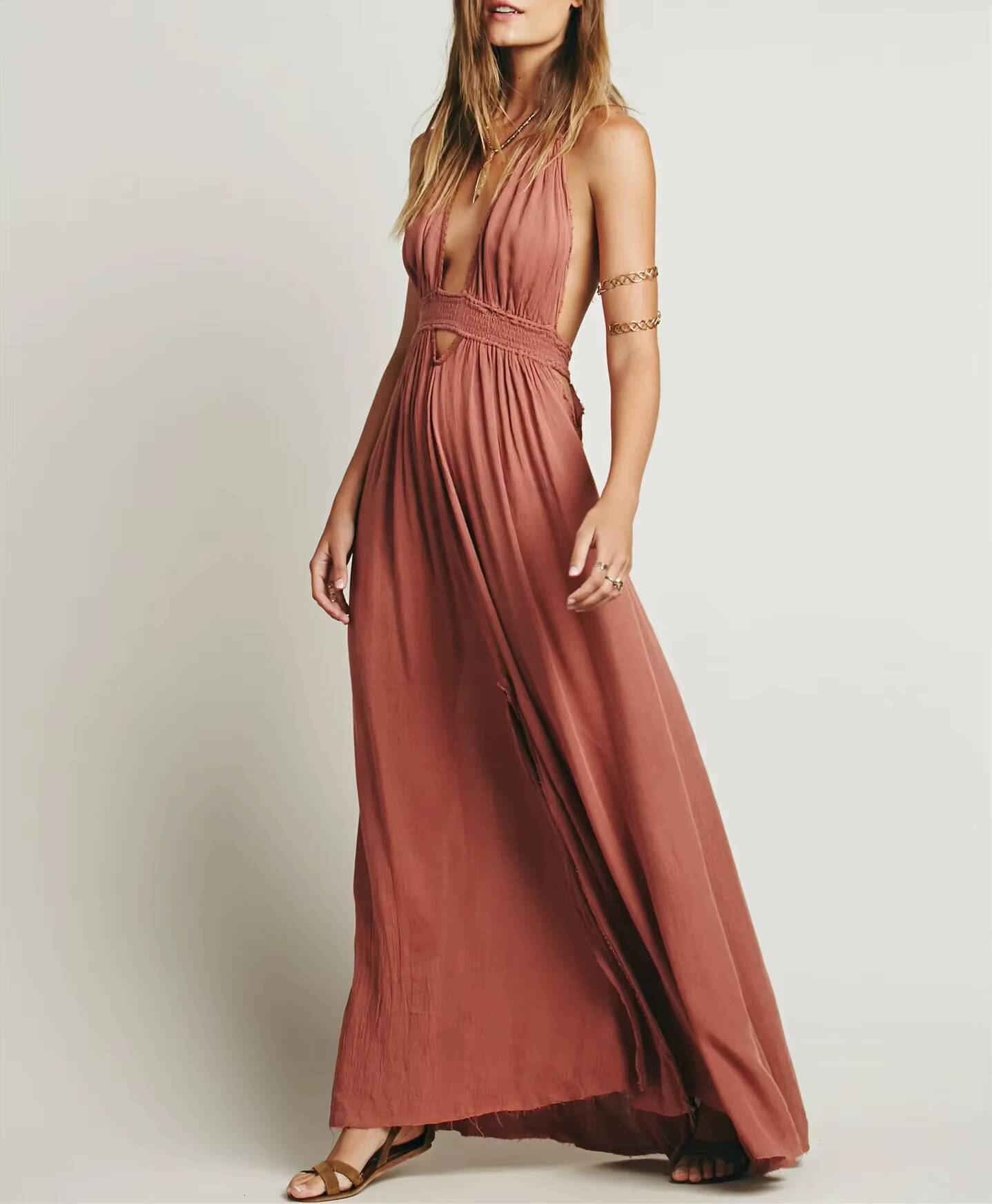 Canwedance Beach Sundress V Neck Backless Sexy Holiday Cotton Maxi Dresses Boho Vestidos Vacation Strapless Dress dongdumaoyi