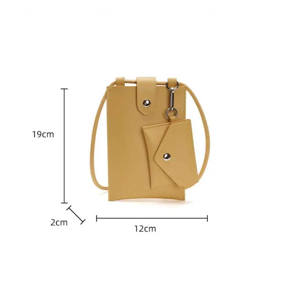 Portable 2 In 1 Travel Mobile Phone Bag PU Leather Solid Color Crossbody Bag with Coin Purse Lightweight Shoulder Bag