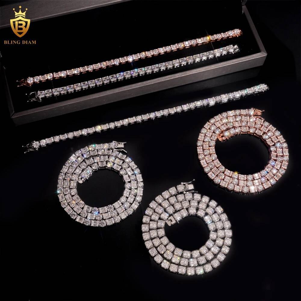 New Arrivals Hot Selling Iced Out Hip Hop 925 Silver VVS1 Moissanite Tennis Chain Bracelet GRA Certificated