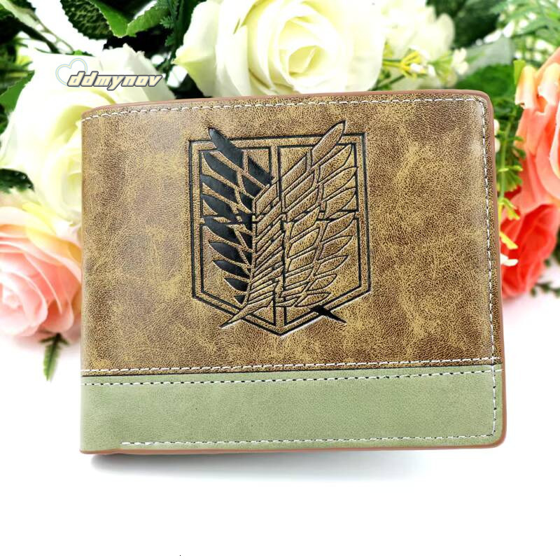 Anime Scout Regiment Khaki Short Mens Wallet Folding Purse ddmynov
