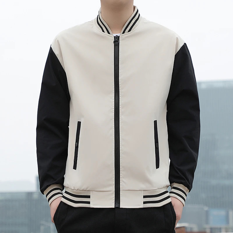Spring and Autumn Jackets Mens Coats Baseball Collar Striped Patchwork Fashion Clothing Trends Slim Fit 250716