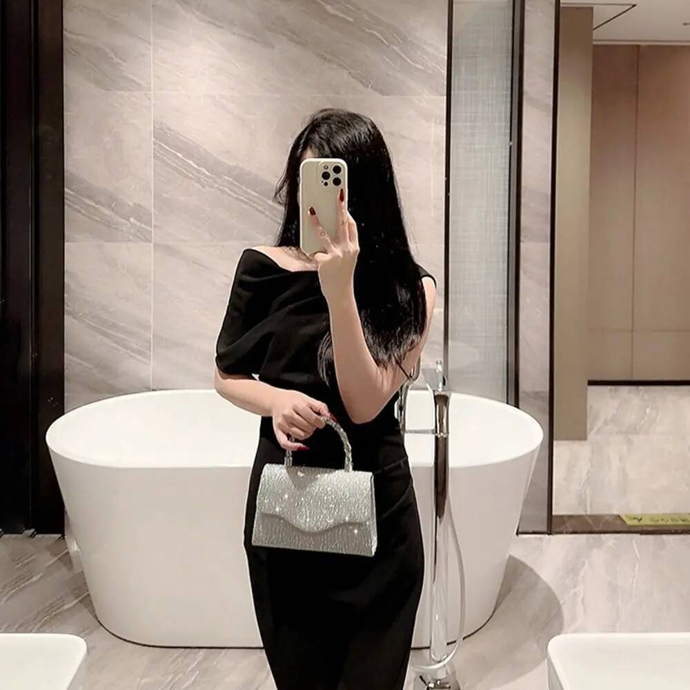 Bright Silk Evening Bag Women Elegant Fashion Banquet Clutch Chain Shoulder Bags Purse Female Wedding Party Handbags